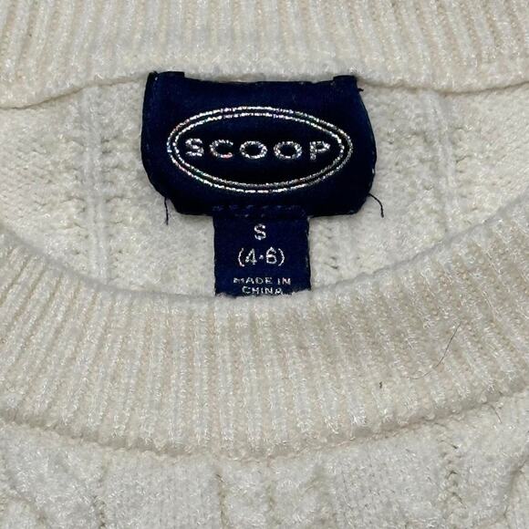 Scoop Size Small Knitted Cream Cable Knit Vintage Sweater - Picture 4 of 4